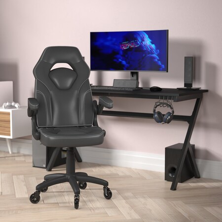 Flash Furniture Black LeatherSoft Gaming Chair - Skate Wheels CH-00095-BK-RLB-GG